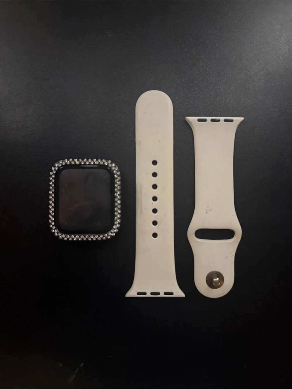 Apple Watch Series 5 40 MM Rose Gold with Diamond Cover and White Band